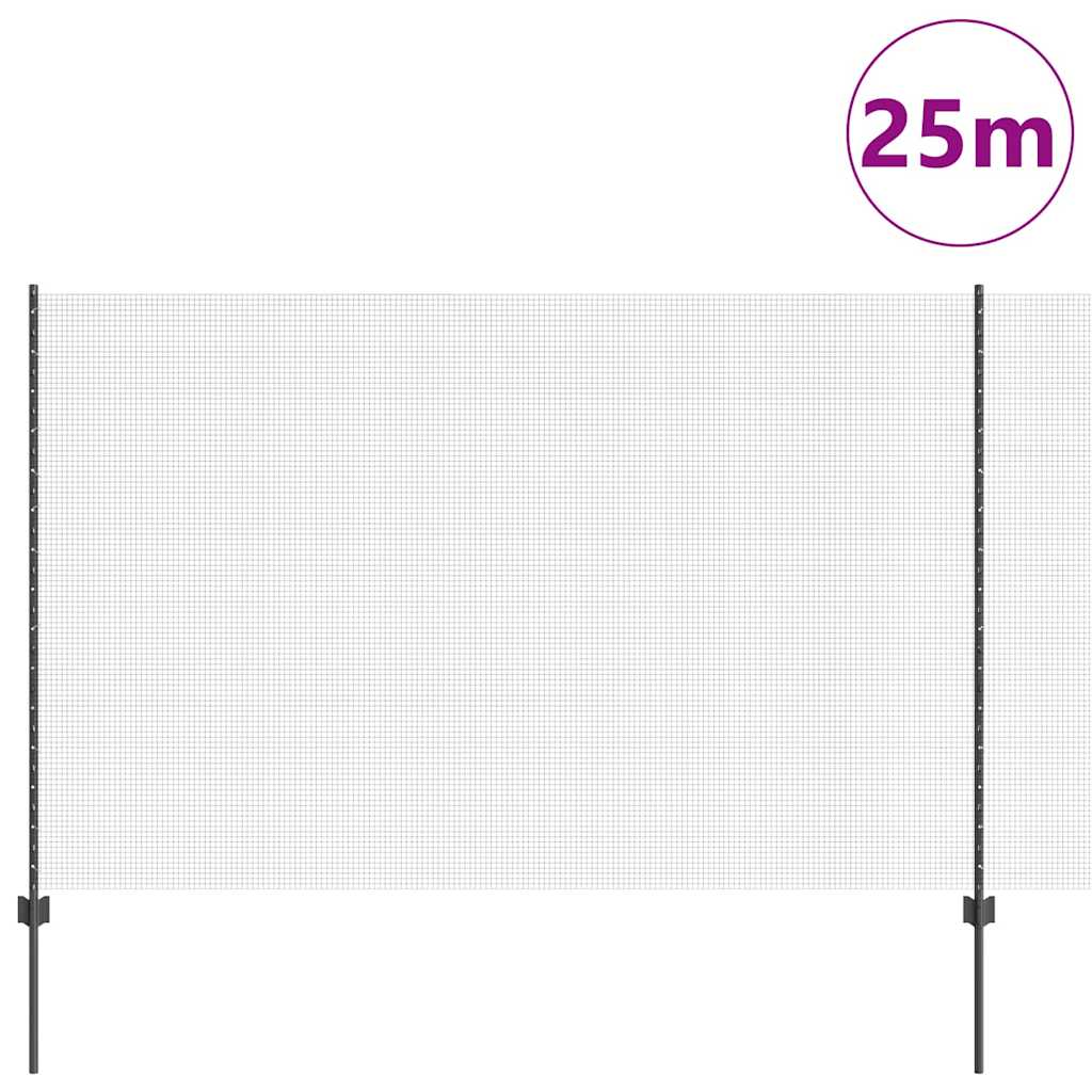 Clôture Vidaxl avec poteau gris 1,6 x 25 m acier et PVC