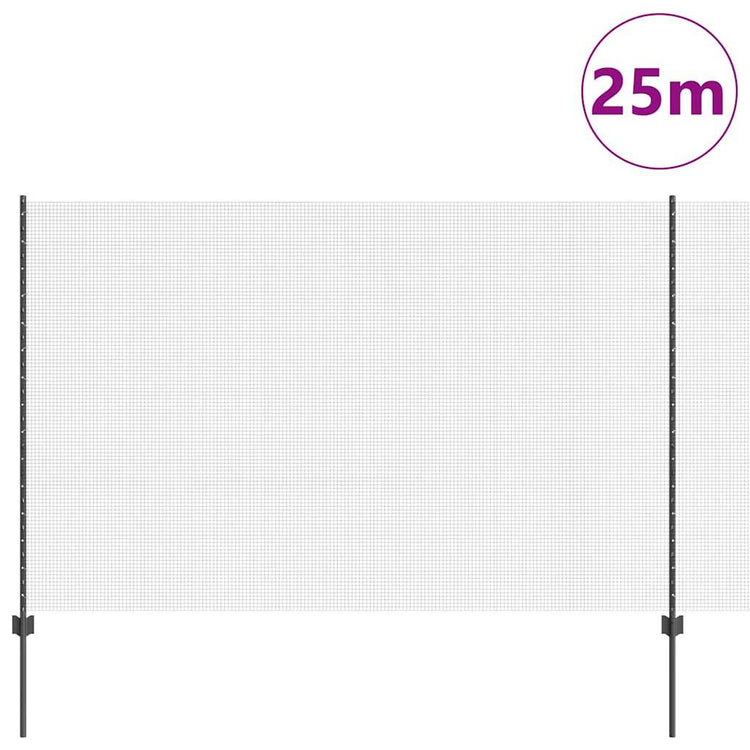 Clôture Vidaxl avec poteau gris 1,6 x 25 m acier et PVC