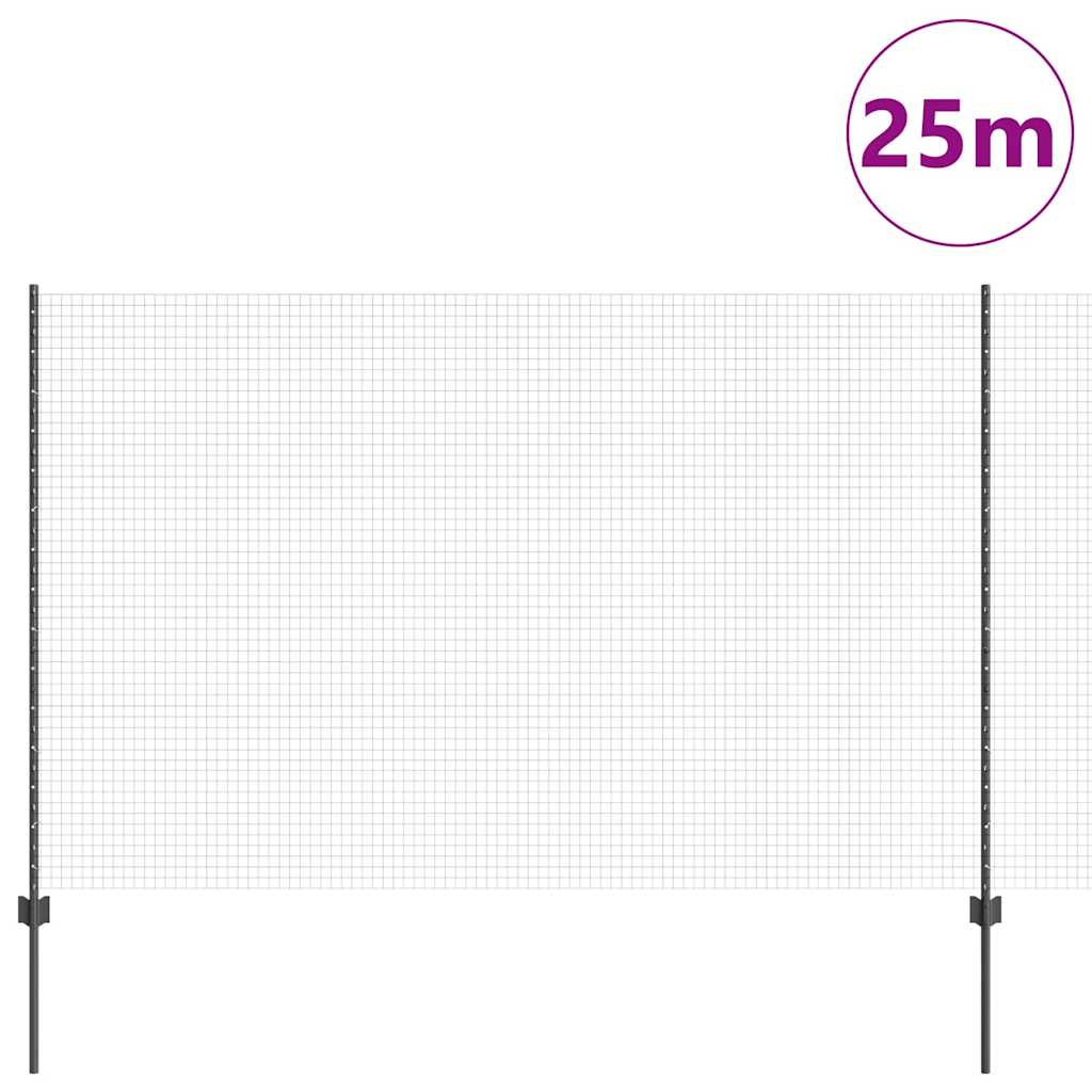 Clôture Vidaxl avec poteau gris 1,6 x 25 m acier et PVC