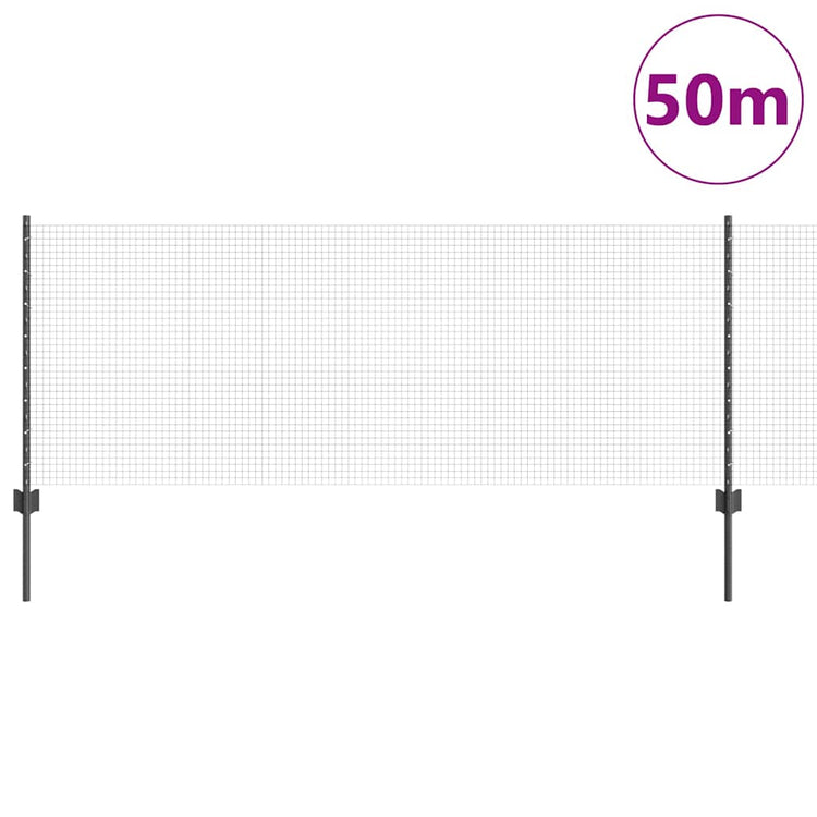 Clôture Vidaxl avec poteau gris 0,8 x 50 m acier et PVC