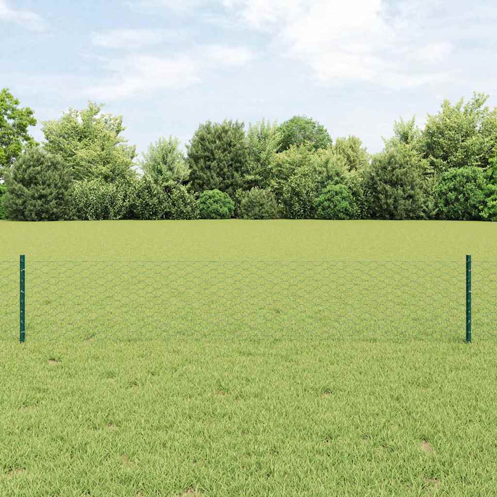Clôture Vidaxxl avec poteau vert 0,4 x 10 m acier et PVC