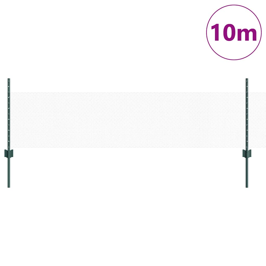 Clôture Vidaxxl avec poteau vert 0,5 x 10 m acier et PVC
