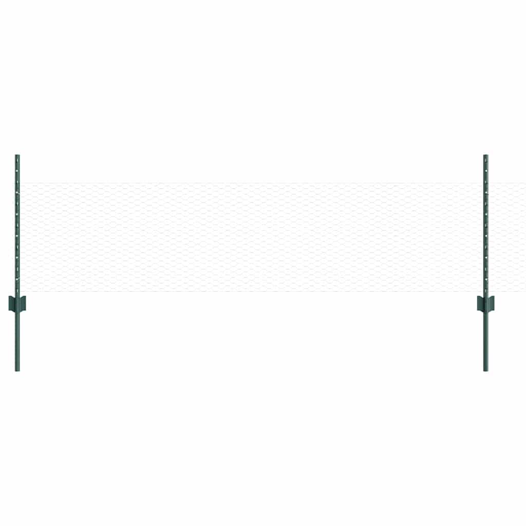 Clôture Vidaxxl avec poteau vert 0,5 x 10 m acier et PVC