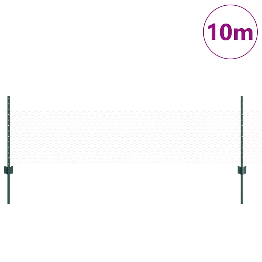 Clôture Vidaxxl avec poteau vert 0,5 x 10 m acier et PVC