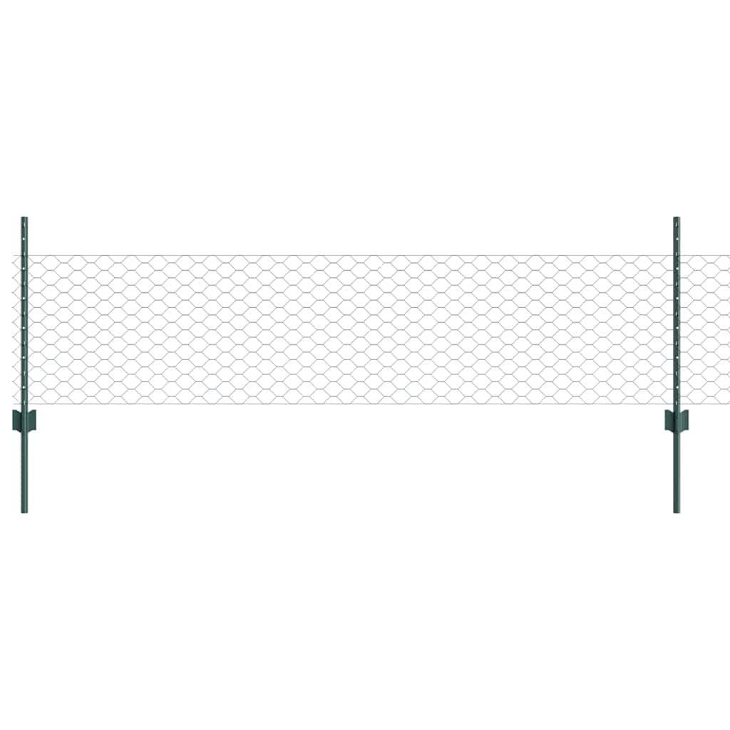 Clôture Vidaxxl avec poteau vert 0,5 x 10 m acier et PVC