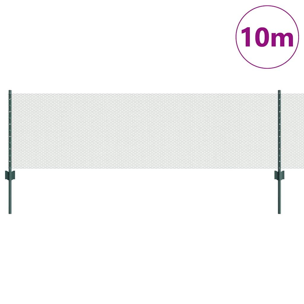 Clôture Vidaxxl avec poteau vert 0,6 x 10 m acier et PVC
