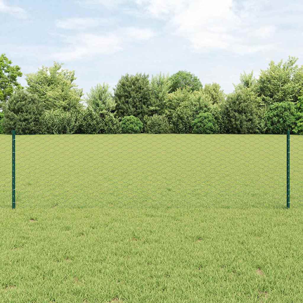 Clôture Vidaxxl avec poteau vert 0,6 x 10 m acier et PVC