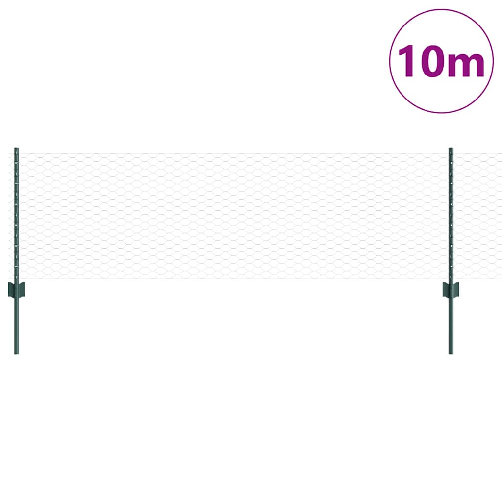 Clôture Vidaxxl avec poteau vert 0,6 x 10 m acier et PVC