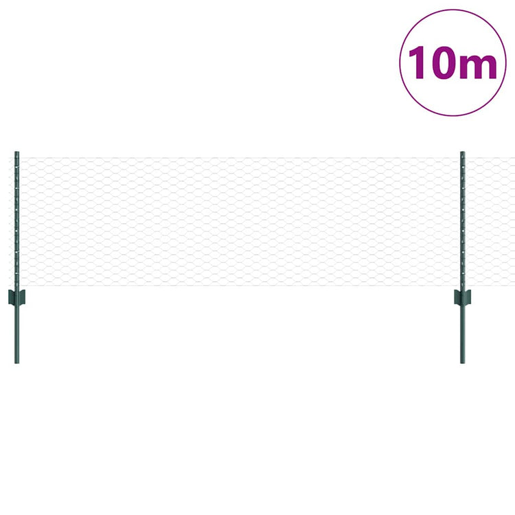 Clôture Vidaxxl avec poteau vert 0,6 x 10 m acier et PVC
