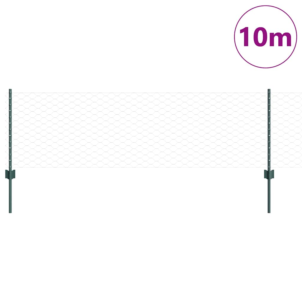 Clôture Vidaxxl avec poteau vert 0,6 x 10 m acier et PVC