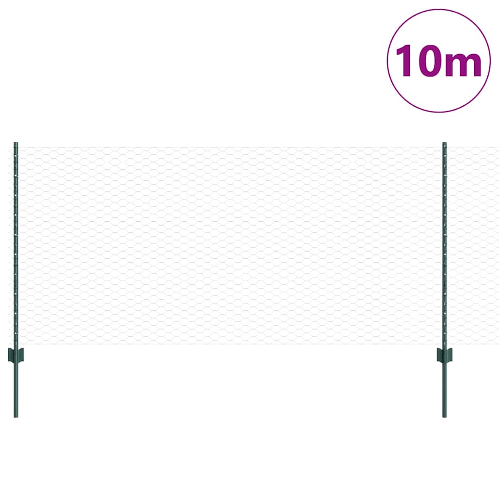 Clôture Vidaxxl avec poteau vert 1 x 10 m acier et PVC