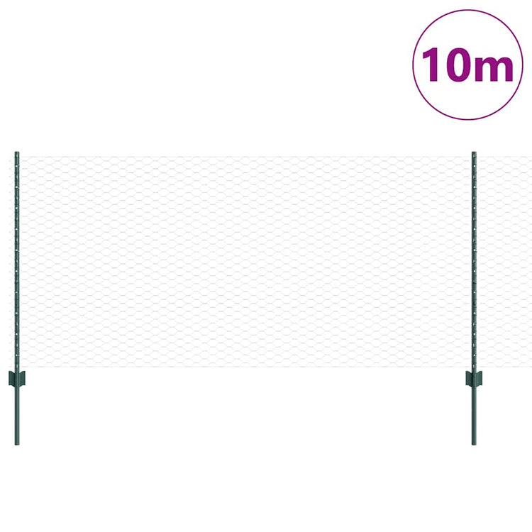 Clôture Vidaxxl avec poteau vert 1 x 10 m acier et PVC