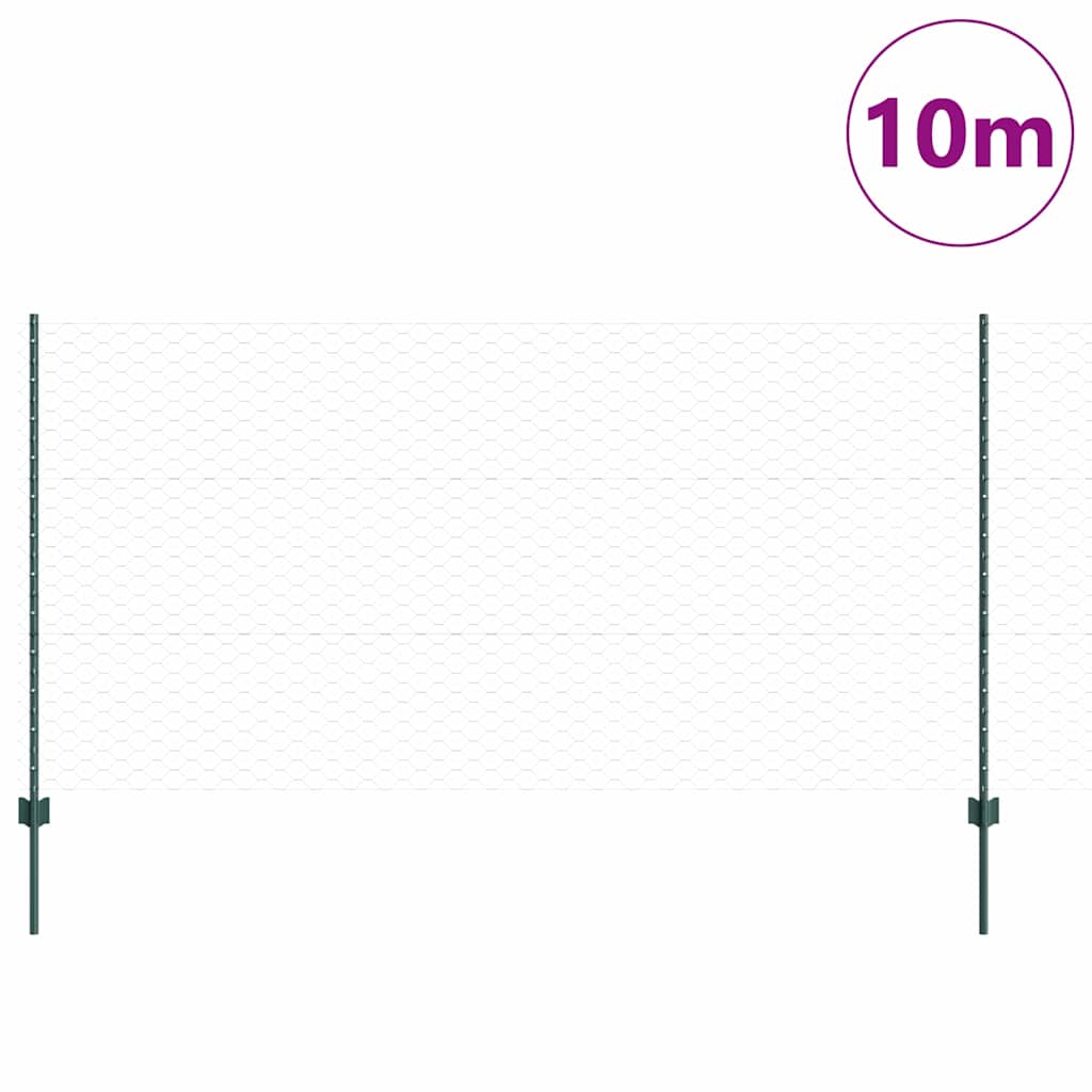 Clôture Vidaxxl avec poteau vert 1,2 x 10 m acier et PVC
