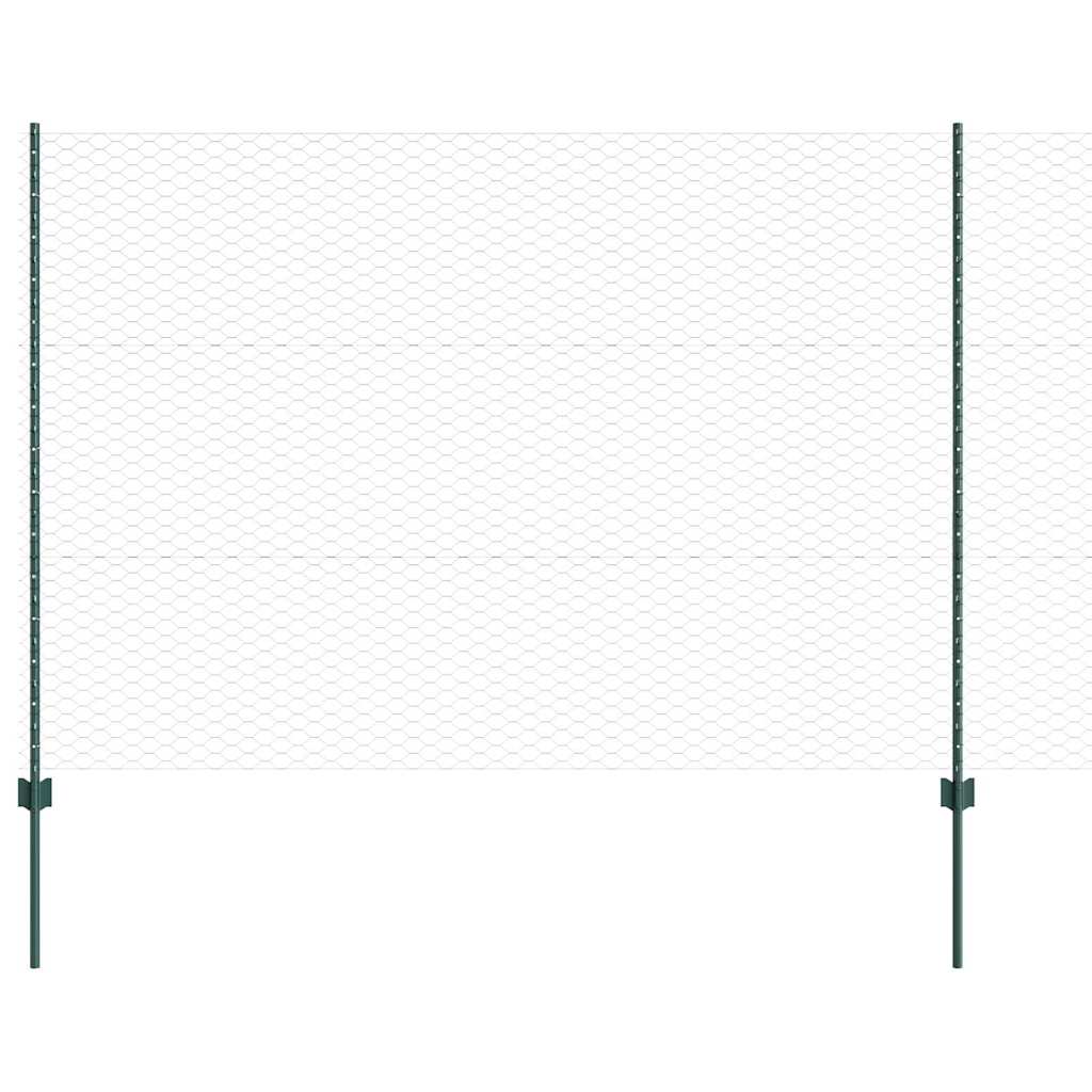 Clôture Vidaxl avec poteau vert 1,5 x 10 m acier et PVC
