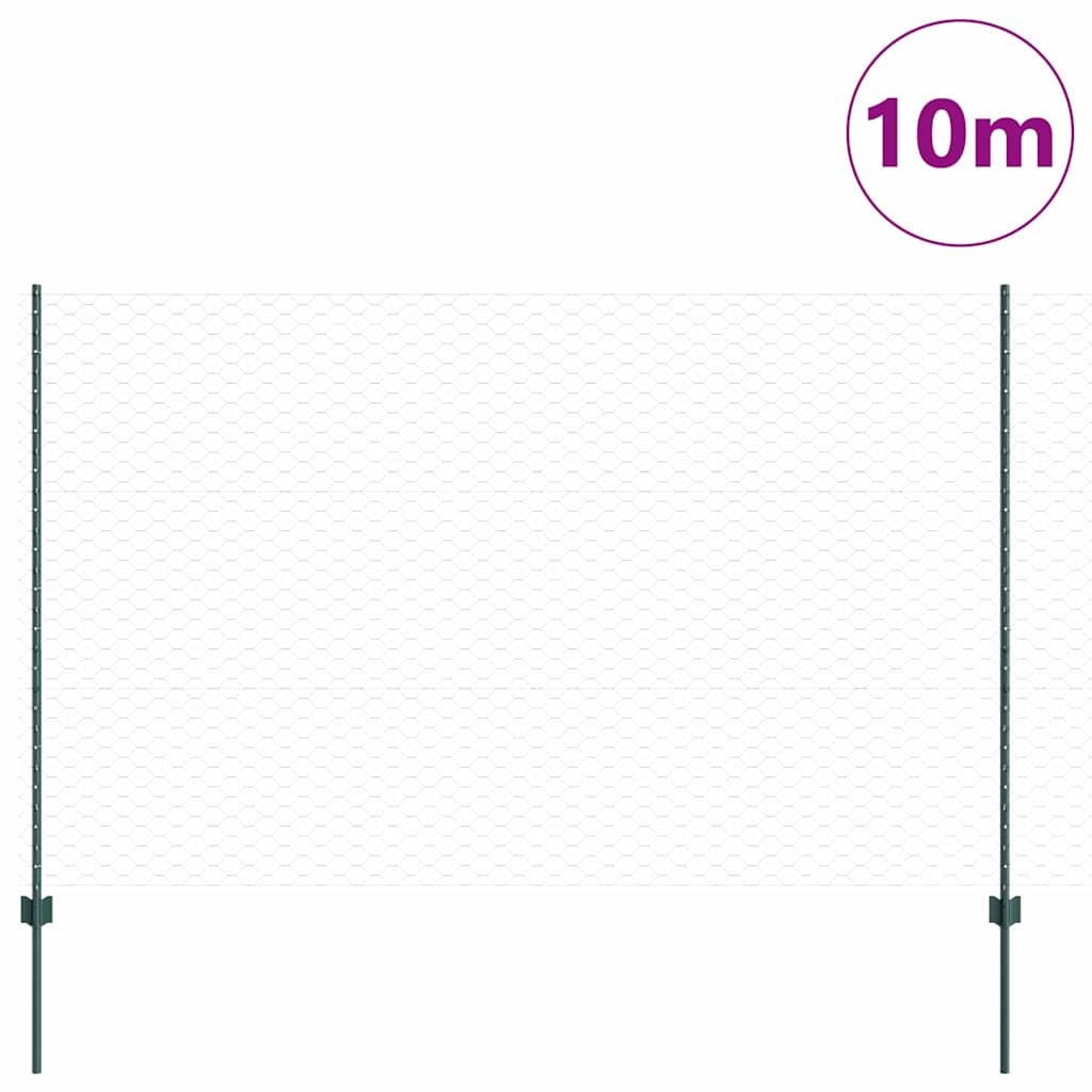 Clôture Vidaxl avec poteau vert 1,5 x 10 m acier et PVC