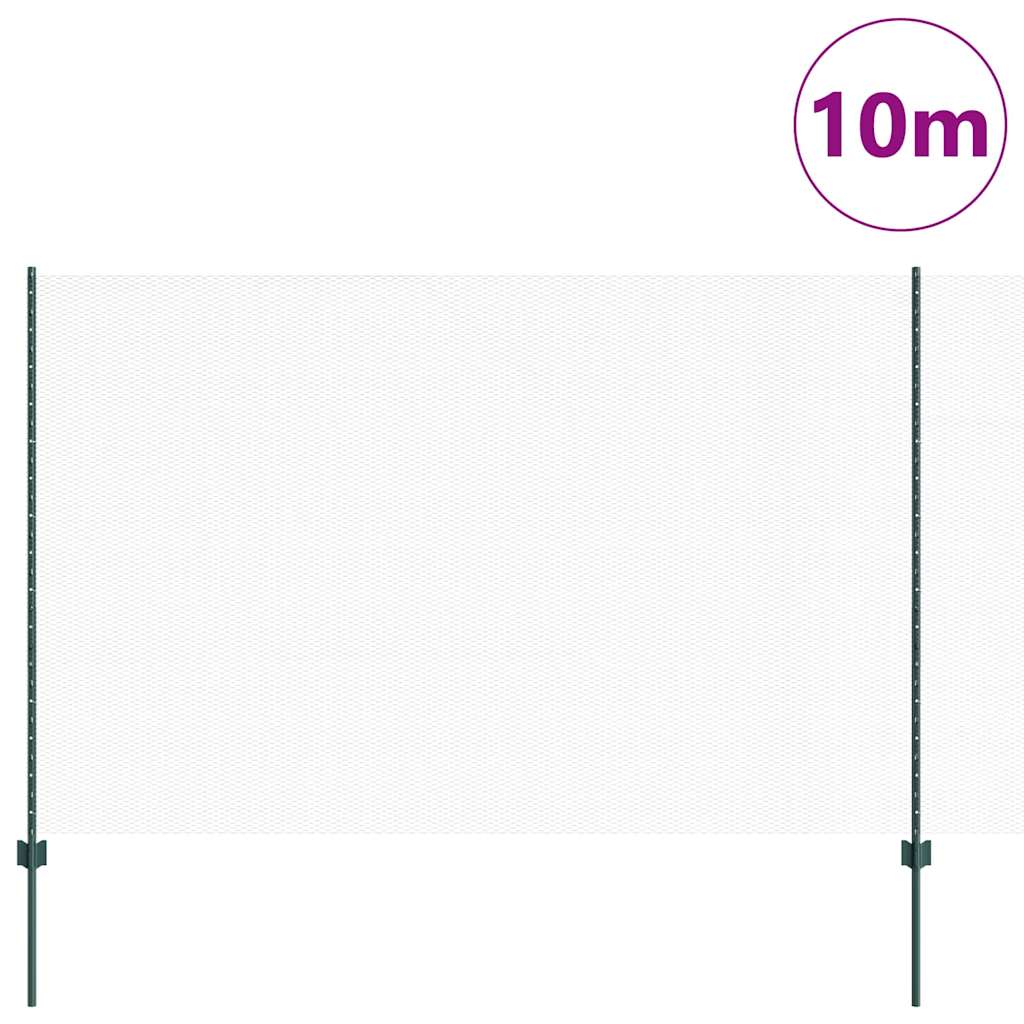 Clôture Vidaxl avec poteau vert 1,6 x 10 m acier et PVC