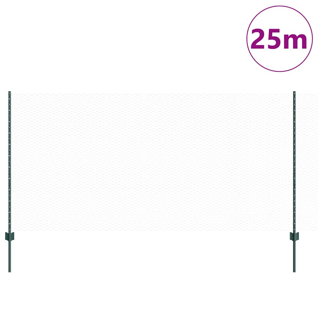 Clôture Vidaxxl avec poteau vert 1,2 x 25 m en acier