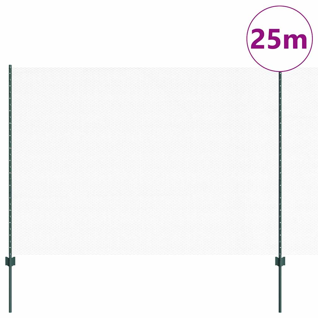 Clôture Vidaxl avec poteau vert 1,6 x 25 m acier et PVC
