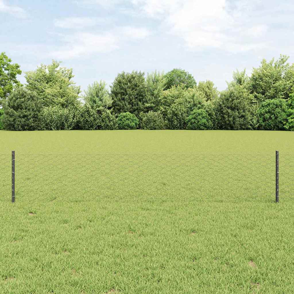 Clôture Vidaxl avec poteau gris 0,4 x 10 m acier et PVC