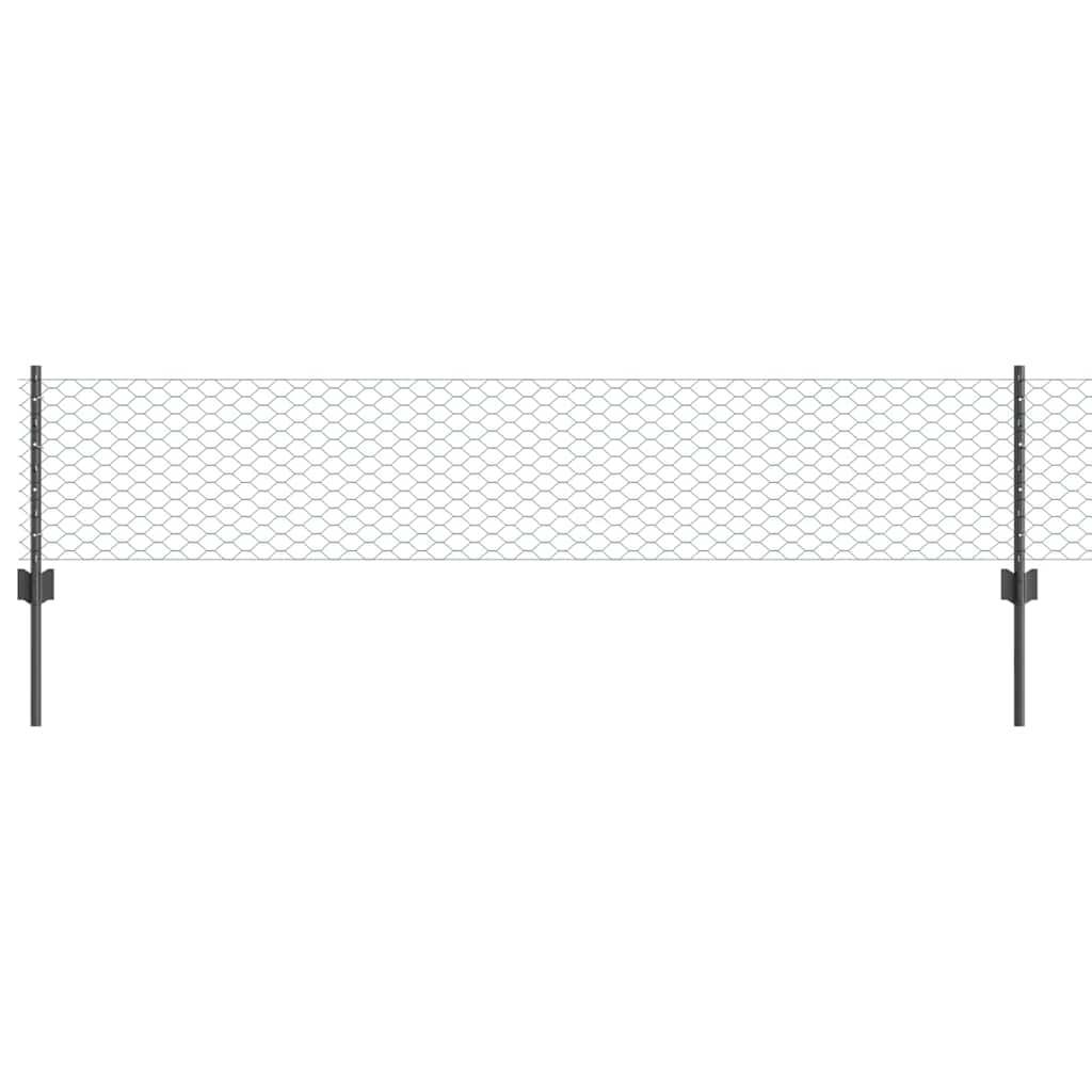 Clôture Vidaxl avec poteau gris 0,4 x 10 m acier et PVC