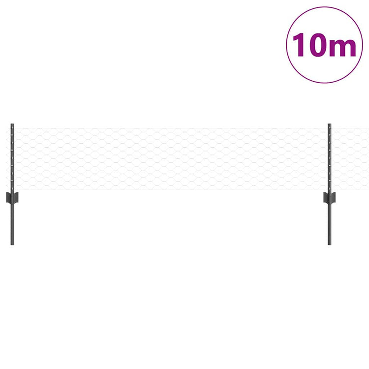 Clôture Vidaxl avec poteau gris 0,4 x 10 m acier et PVC