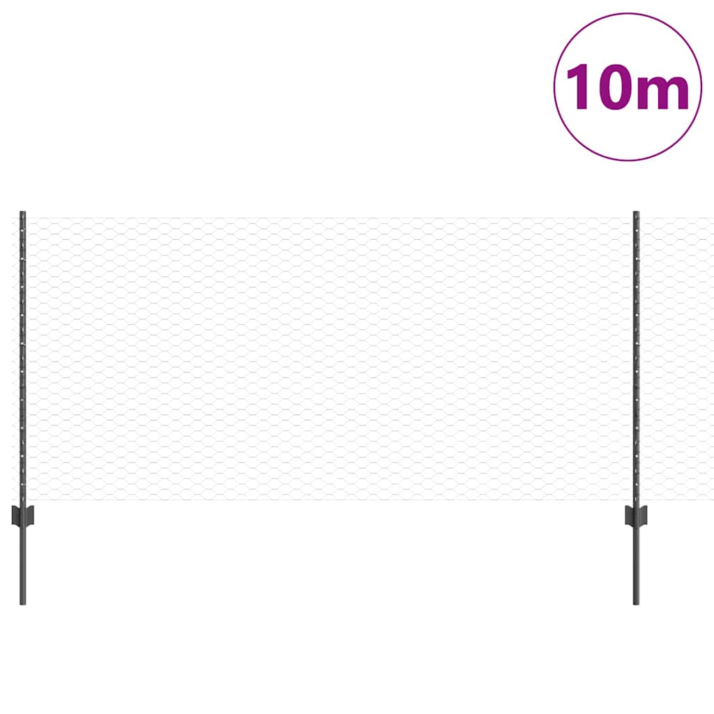 Clôture Vidaxl avec poteau gris 1 x 10 m acier et PVC