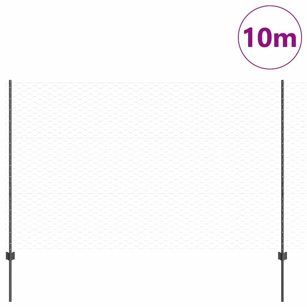 Clôture Vidaxl avec poteau gris 1,5 x 10 m acier et PVC