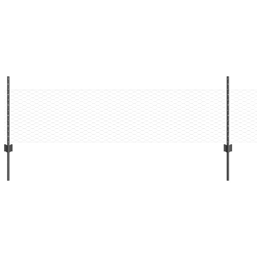 Clôture Vidaxxl avec poteau gris 0,5 x 25 m en acier