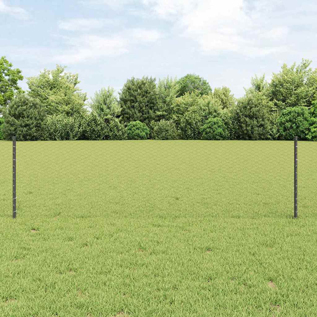 Clôture Vidaxl avec poteau gris 0,6 x 25 m acier et PVC