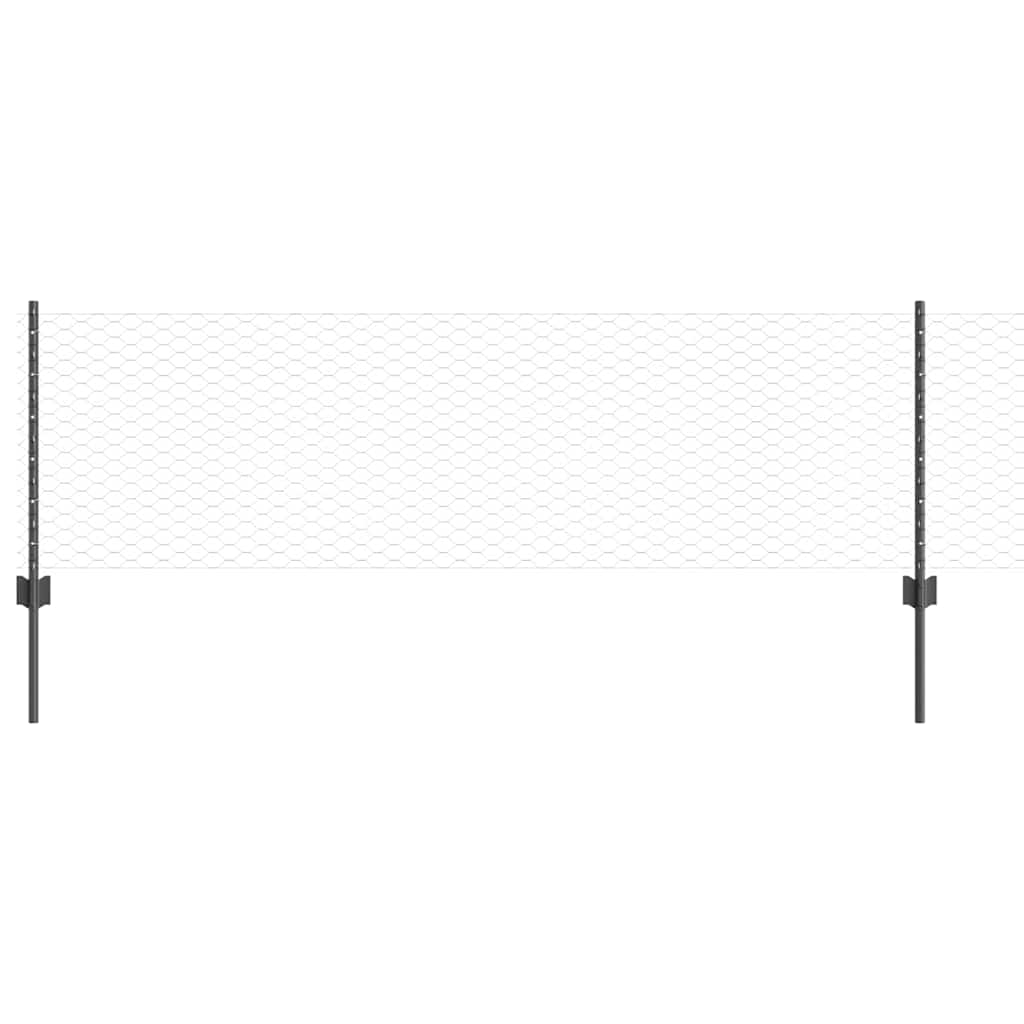 Clôture Vidaxl avec poteau gris 0,6 x 25 m acier et PVC