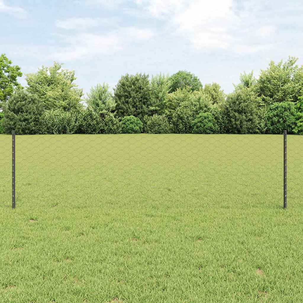 Clôture Vidaxl avec poteau gris 0,6 x 25 m acier et PVC