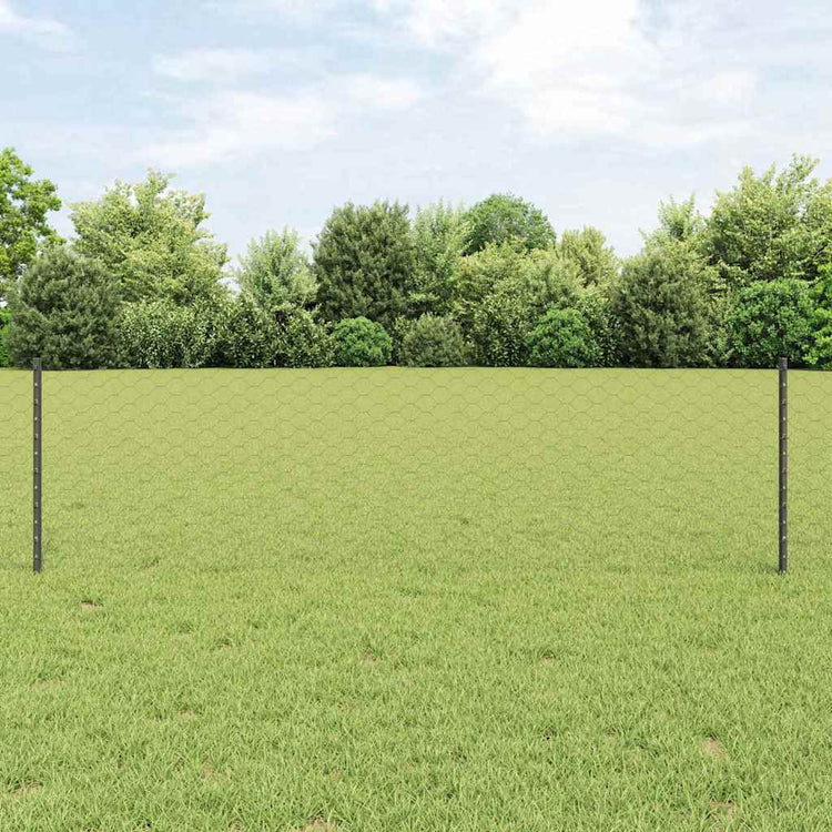 Clôture Vidaxl avec poteau gris 0,6 x 25 m acier et PVC