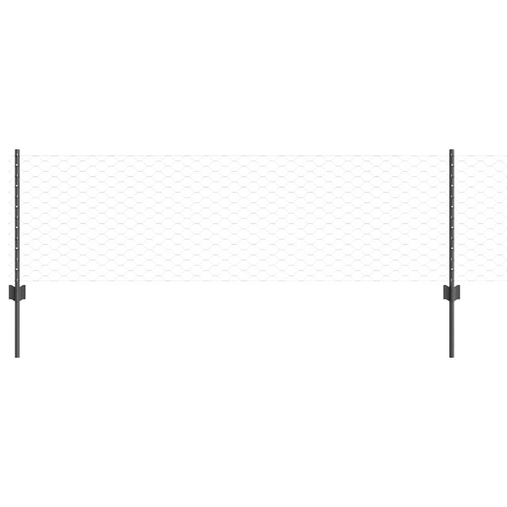 Clôture Vidaxl avec poteau gris 0,6 x 25 m acier et PVC
