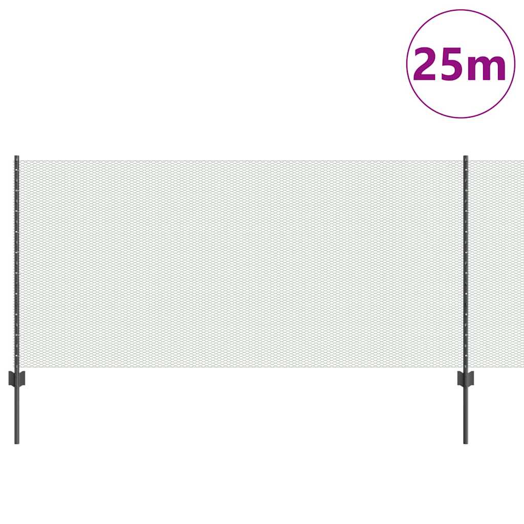 Vidaxxl clôture avec poteau gris 1 x 25 m acier