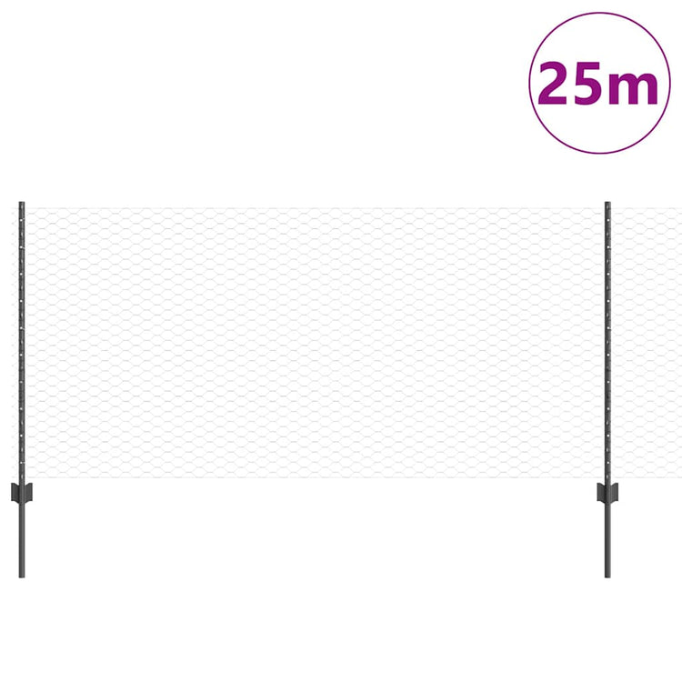 Vidaxxl clôture avec poteau gris 1 x 25 m acier