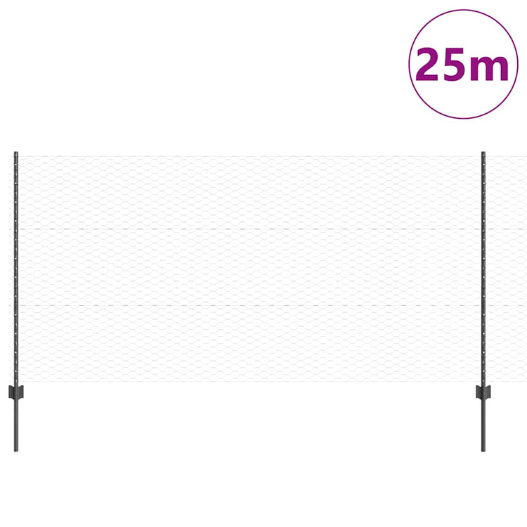 Clôture Vidaxxl avec poteau gris 1,2 x 25 m en acier