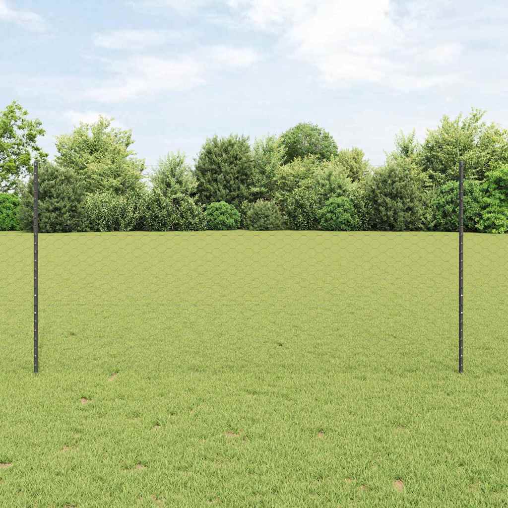 Clôture Vidaxxl avec poteau gris 1,2 x 25 m en acier