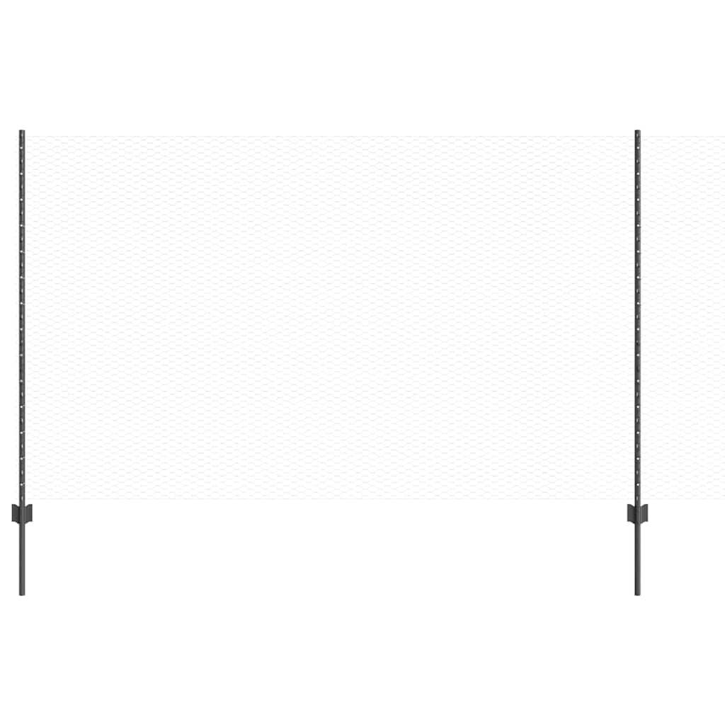 Vidaxl clôture avec poteau gris 1,4 x 25 m acier