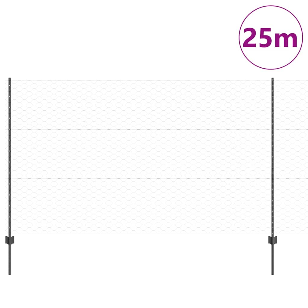 Vidaxl clôture avec poteau gris 1,4 x 25 m acier
