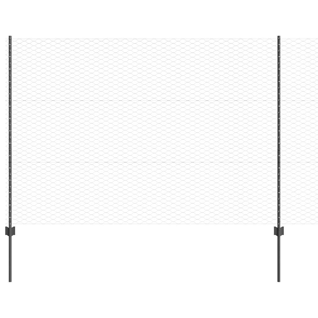 Clôture Vidaxl avec poteau gris 1,5 x 25 m en acier