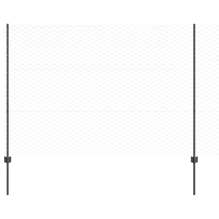 Clôture Vidaxl avec poteau gris 1,5 x 25 m en acier