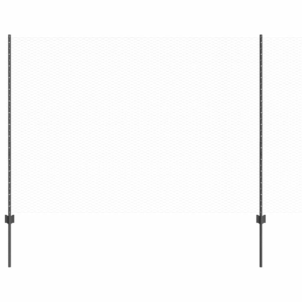 Clôture Vidaxl avec poteau gris 1,6 x 25 m acier et PVC