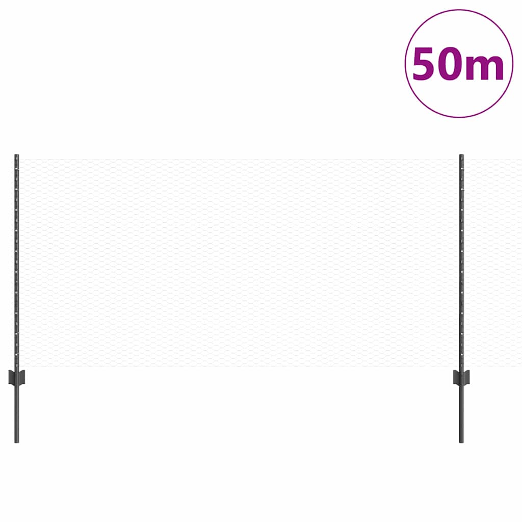 Clôture Vidaxl avec poteau gris 1 x 50 m acier et PVC