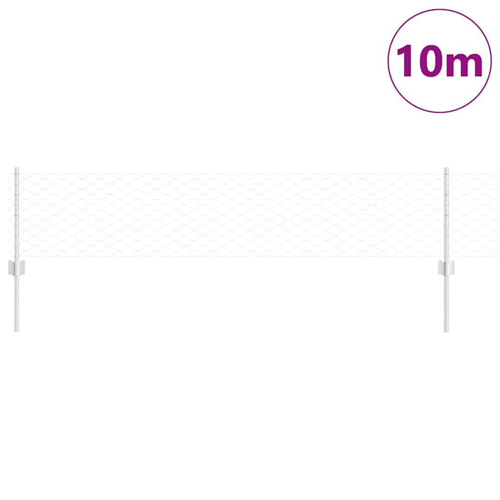 Clôture Vidaxxl avec poteau argent 0,4 x 10 m en acier