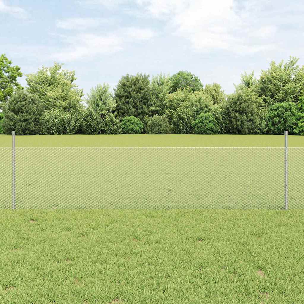 Clôture Vidaxxl avec poteau argent 0,5 x 10 m en acier