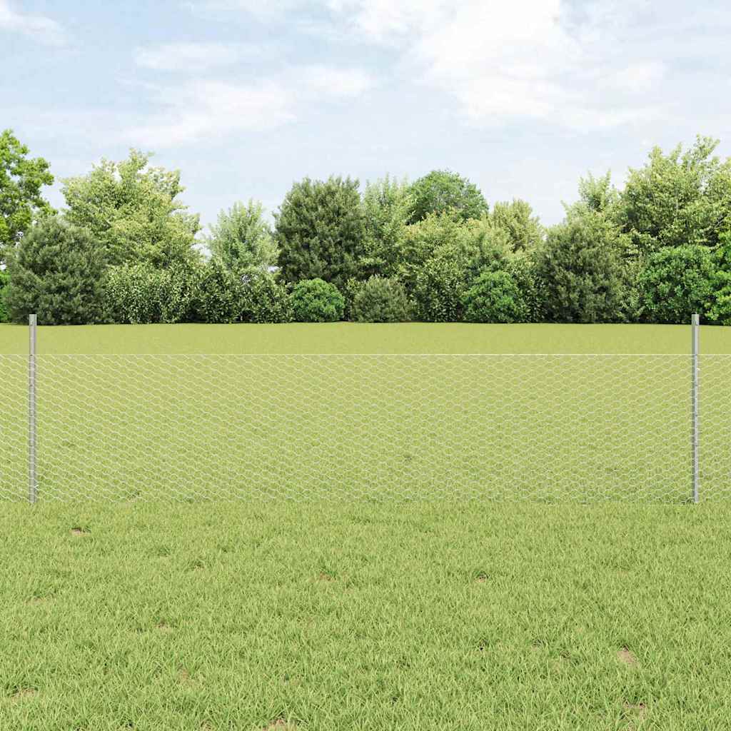 Clôture Vidaxxl avec poteau argent 0,5 x 10 m en acier
