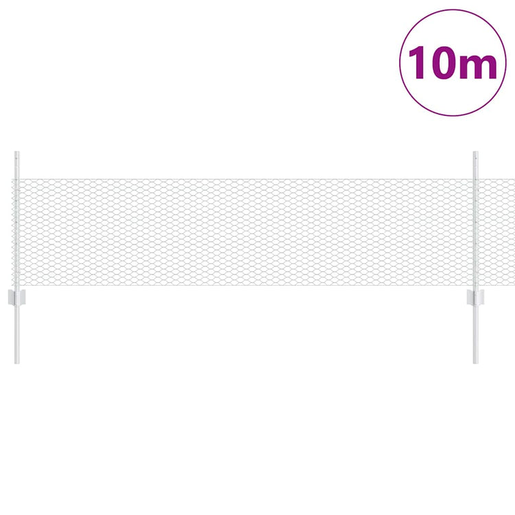 Clôture Vidaxxl avec poteau argent 0,5 x 10 m en acier