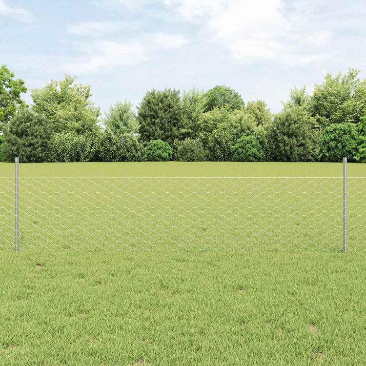 Clôture Vidaxxl avec poteau argent 0,5 x 10 m en acier