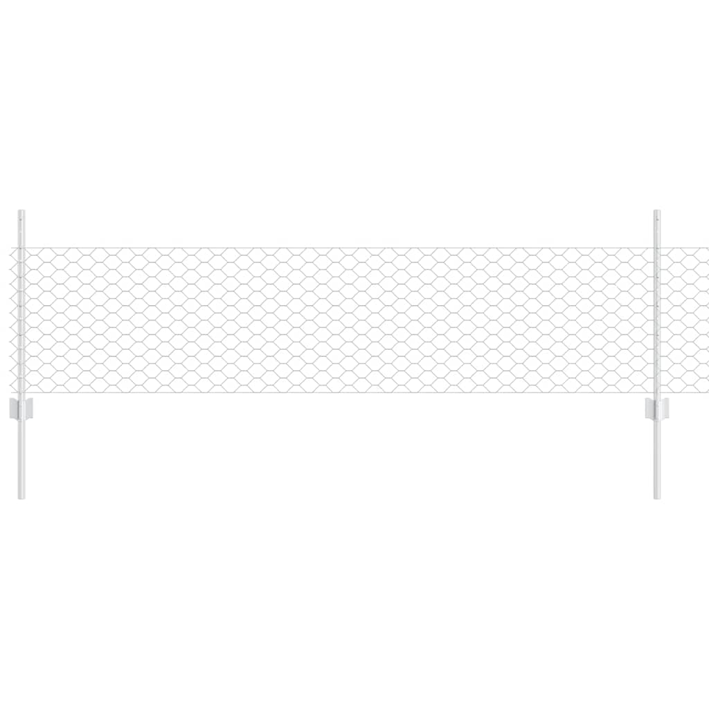 Clôture Vidaxxl avec poteau argent 0,5 x 10 m en acier