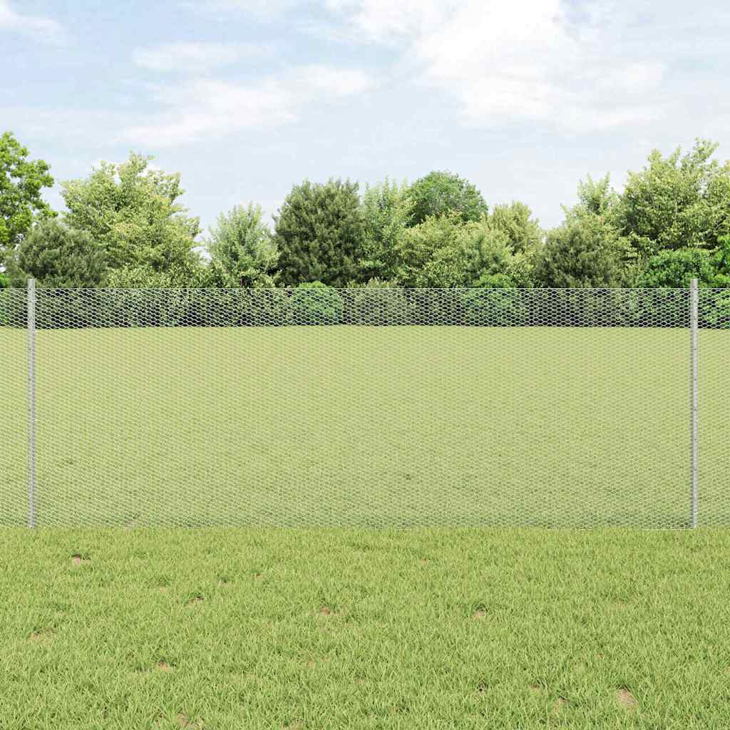 Clôture Vidaxxl avec poteau argent 0,8 x 10 m en acier